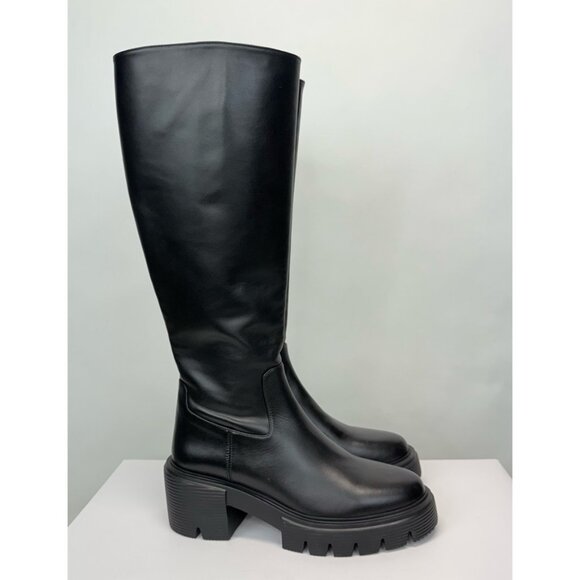 New Stuart Weitzman Soho Knee High Boot Black Leather Sz 9 - Picture 3 of 15